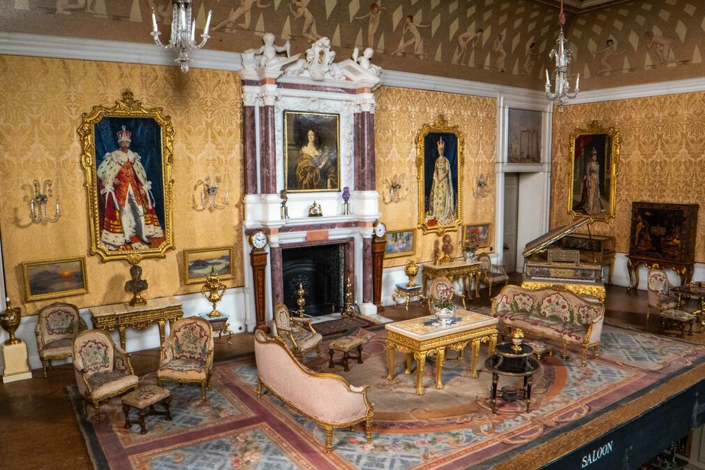 One of the scaled-down rooms in Queen Mary's Dolls' House