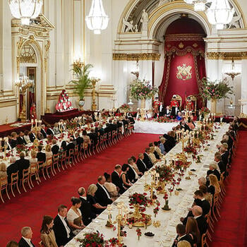 Guests at a State Banquet at Buckingham Palace, during a State Visit.