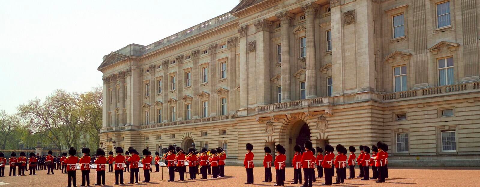 Buckingham Palace with Changing the Guard taking place