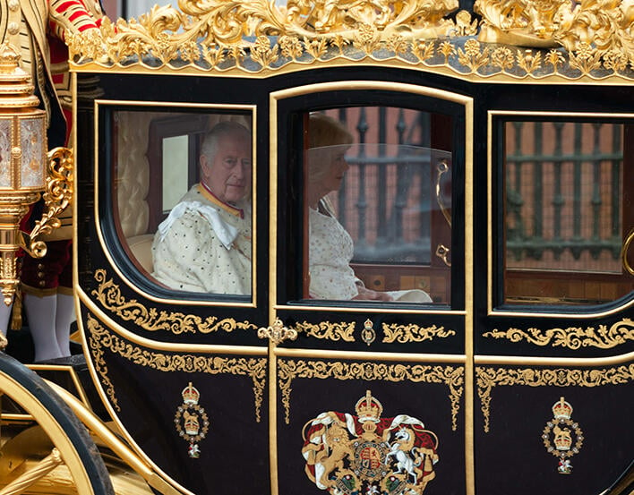 The Diamond Jubilee State Coach during the Coronation of King Charles III