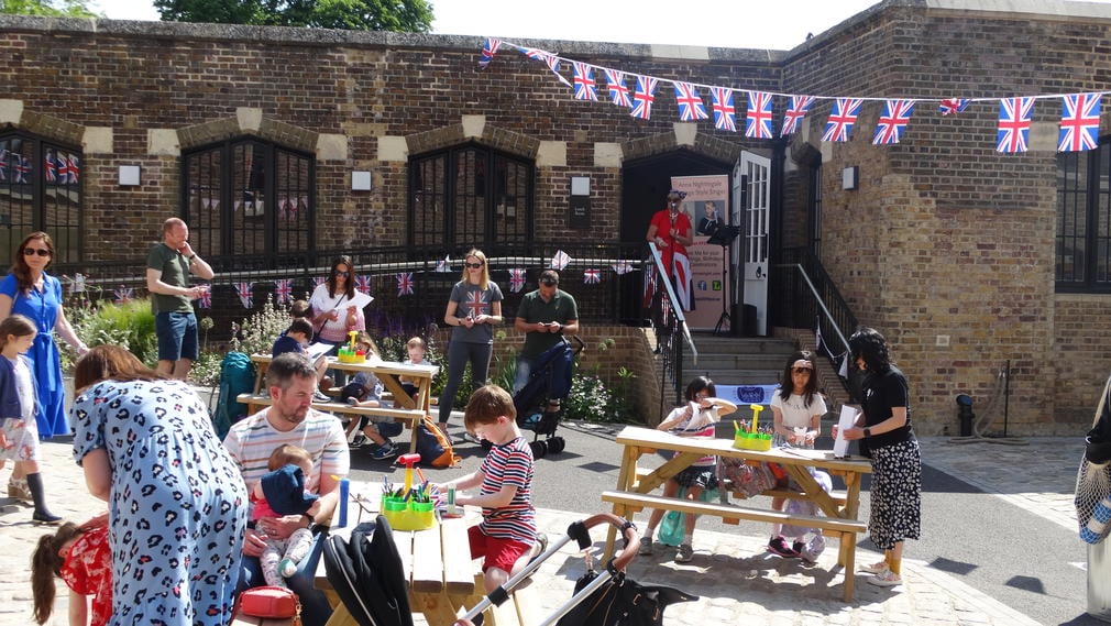 Families enjoying Pug Yard Learning Centre during the school holidays