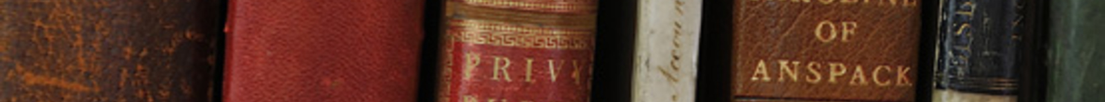 Close up of the spines of volumes