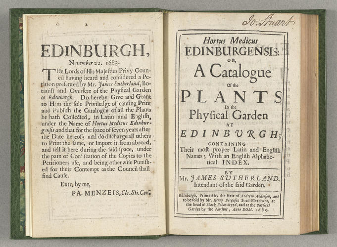 Hortus Medicus Edinburgensis : or, a catalogue of the plants in the Physical Garden at Edinburgh