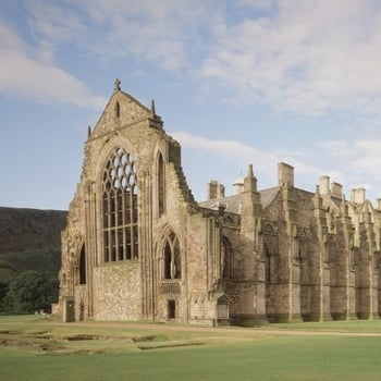 View of Holyrood Abbey ruins from the garden