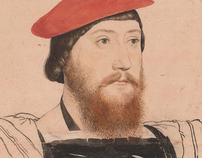 Drawing of man wearing a red hat.