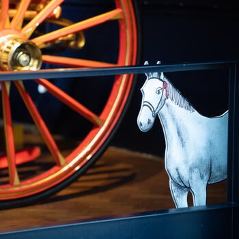 horse cut out for Family Trail by carriage wheel