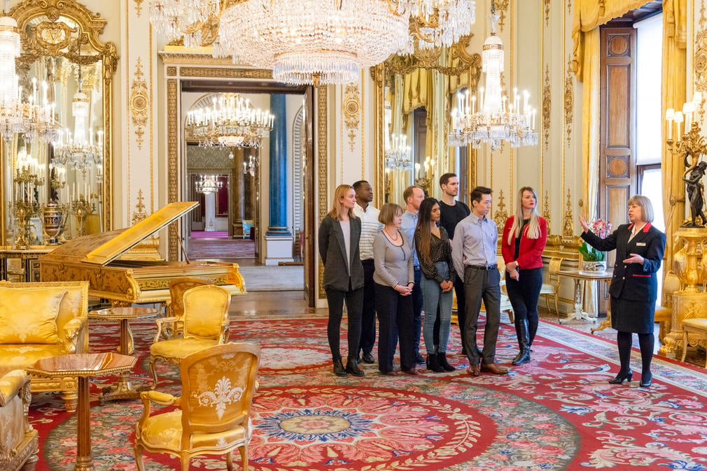 Visitors in the White Drawing Room of Buckingham Palace