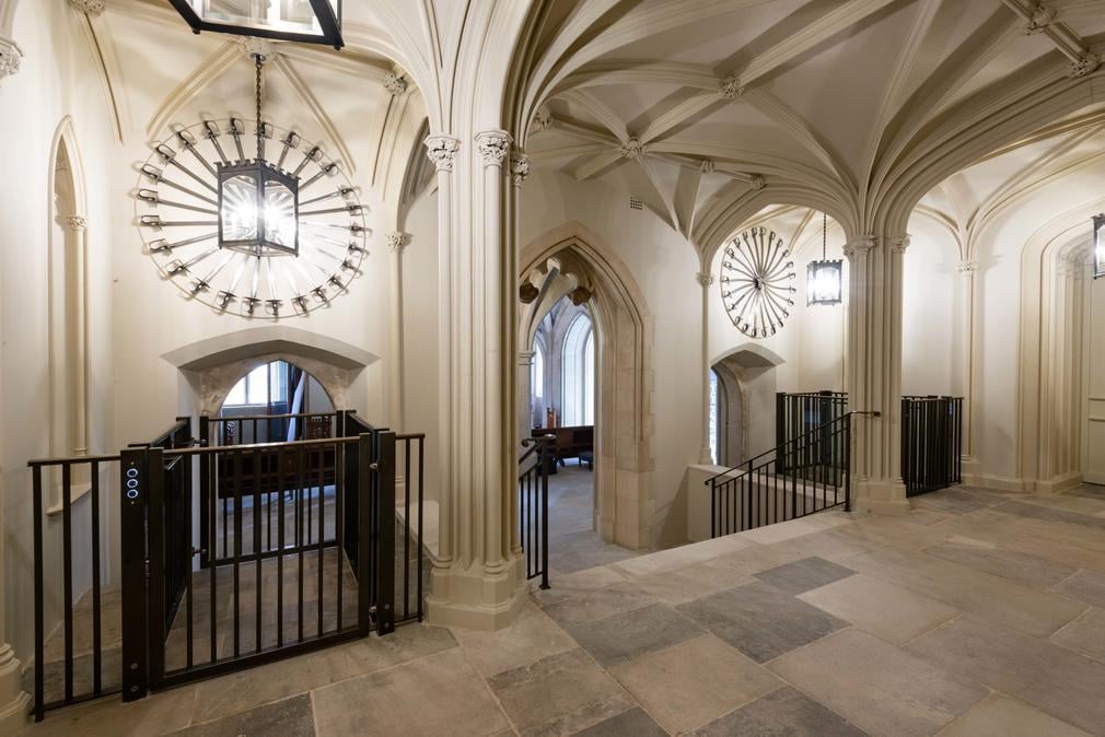 Images shows the two platform lifts, on either side of the staircase in the Inner Hall